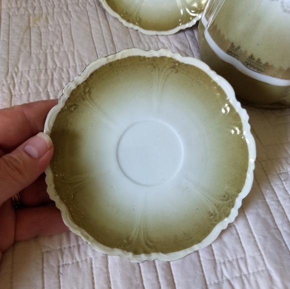 Antique Austrian Imperial China Porcelain Portrait Pitcher, Cups & Saucers Set - Picture 3 of 12